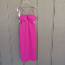 Xscape Crepe Midi Cocktail Dress Size 2 In Fuschia Halter Neck Cutout Women