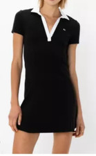 Tommy Jeans Black Contrast Polo Shirt Mini Dress Juniors Large Sport Tennis Golf