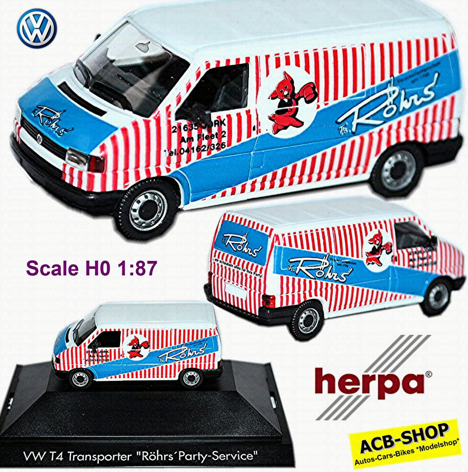 VW T4 Delivery Van 1990-2003 Röhr's Party Service 21635 Jork 1:87 Herpa 182904