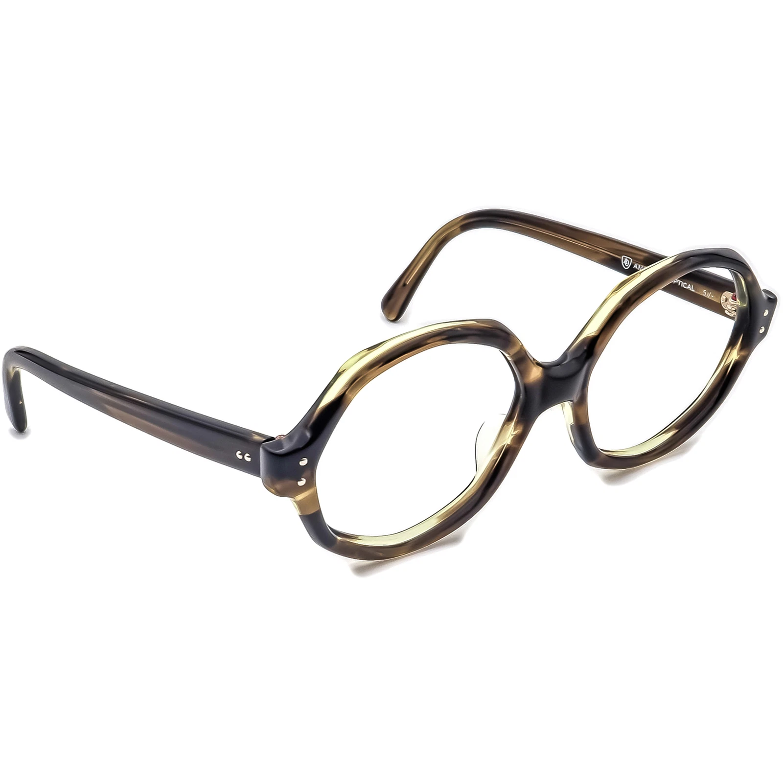 American Optical Eyeglasses 5 1 4 Green Tortoise Round Frame 50[]18 125