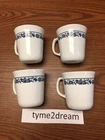 4 Vintage PYREX Old Town Blue Onion Mugs Cups USA Glass CORELLE Corning 8oz