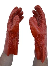 PVC Non Slip Sewer Gloves/Chip Grip Non Slip, Rock Finish