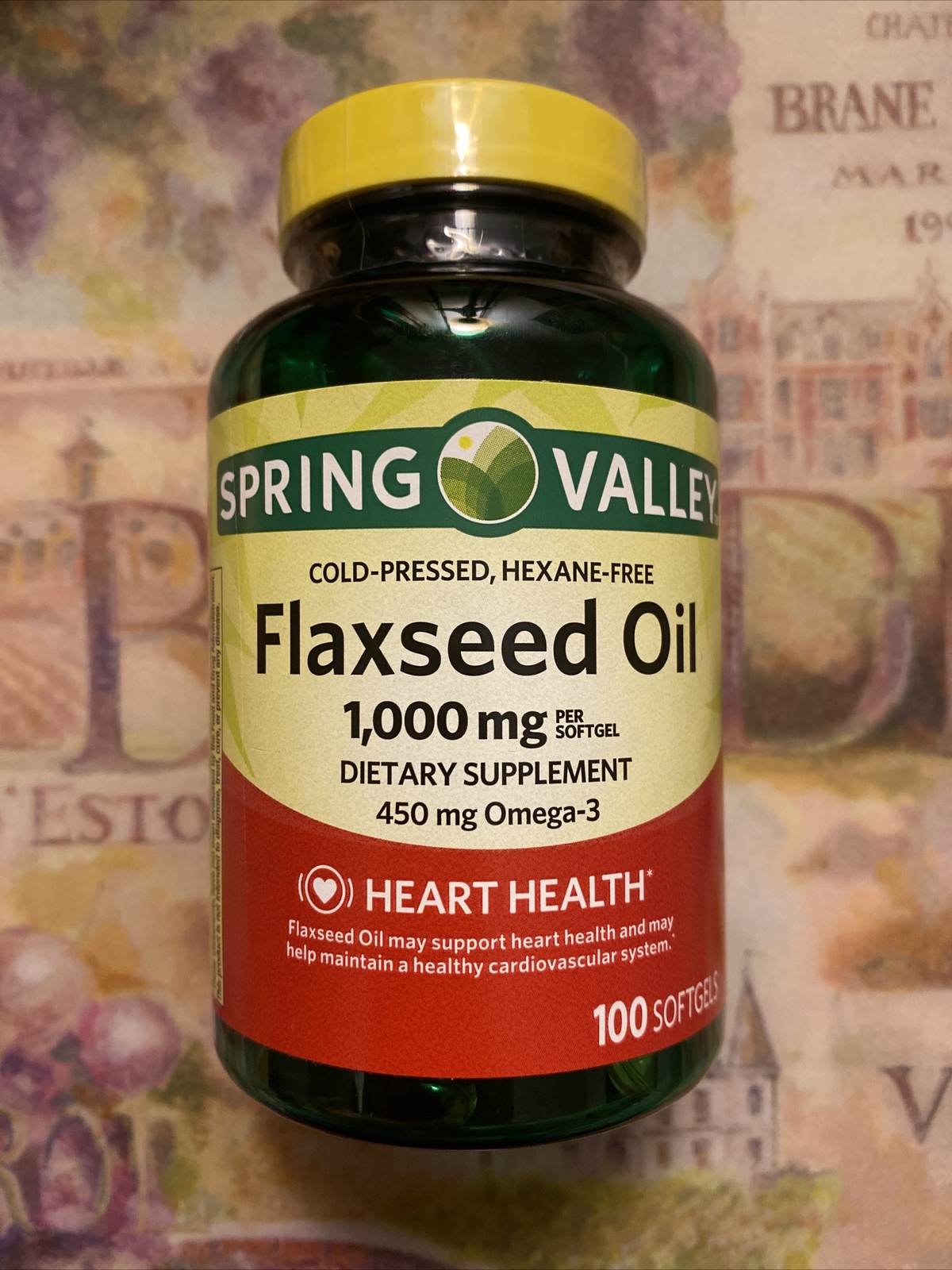 SPRING VALLEY FLAXSEED OIL VEG SOFTGELS, 1000 MG, 100 ct. Expires 12/