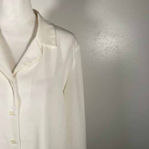 Liz Baker Blouse Women 12T White Ivory Notch Collar Long Sleeve Button Front - 第 4/16 張圖片