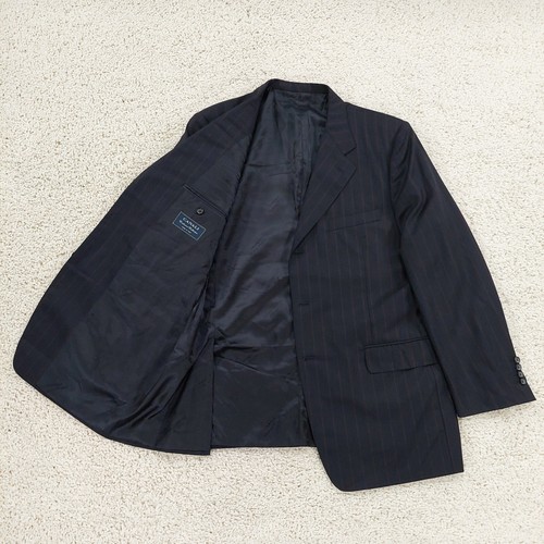 Canali Suit, Super 150’s Wool Black Striped 2 Piece, Blazer 54R/44R, Pants 38x30 - Picture 15 of 24