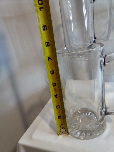 Vintage Glass Beer Mugs Beverage Cups Clear Glass Set Of 4. Heavy.. EC - Picture 8 of 11