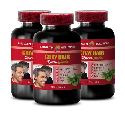 GRAY HAIR REVERSE ADVANCED COMPLEX - Folic Acid, Biotin, Saw Palmetto  - 3 Bot