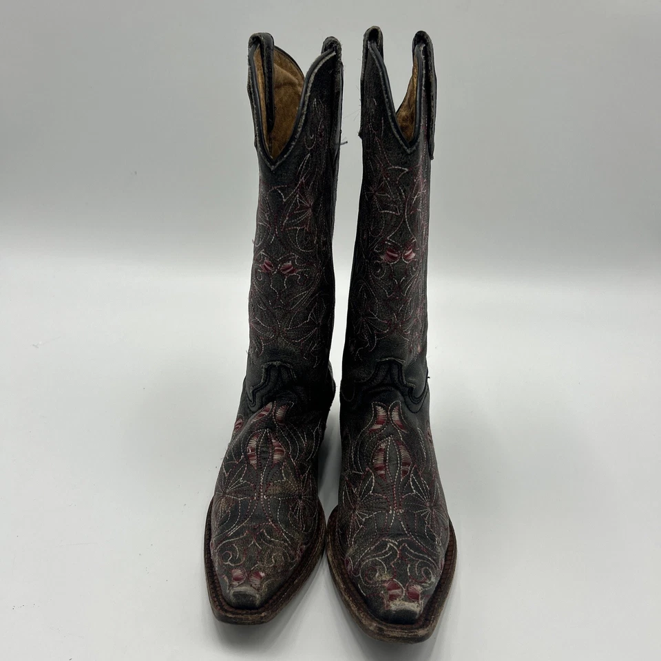 Botas de Vaquero Corral Adolescentes Niñas Talla 3.5T Bordadas Western Punta Corta Bota Marrón Foto 2 de 4