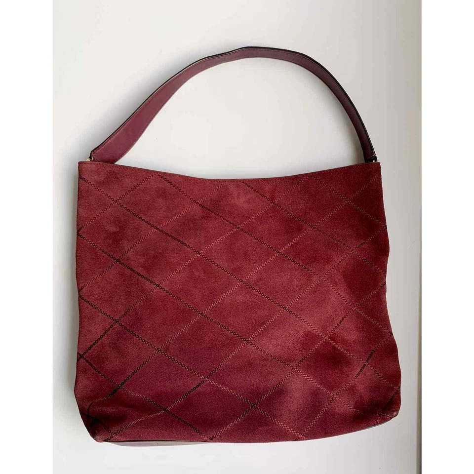 Bolso de Mano Hobo Tory Burch Port Frida Púrpura Granate Cosido Gamuza Foto 2 de 4