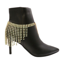 Women Gold Metal Boot Chain Bracelet Shoe Mint Teaal Blue Beads Fringes Charm