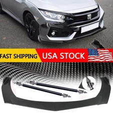 Front Lip Bumper Body Kits Splitter+Spoiler Carbon Fiber For Honda Civic 10th Si
