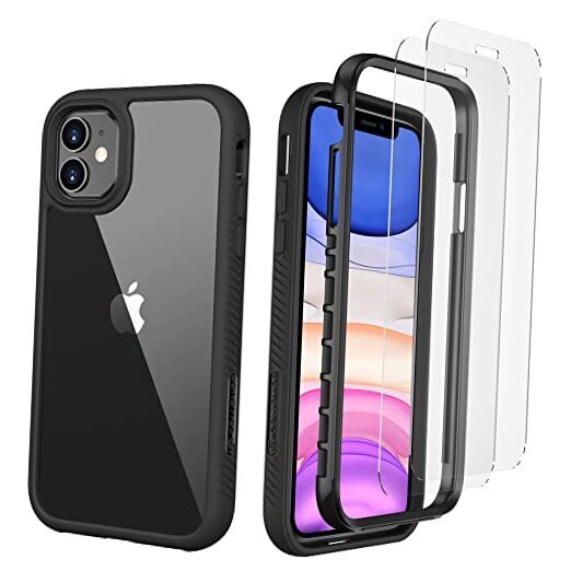 Clear Full Body Case for Heavy Duty Protection with Anti-Slip iPhone 11 Black