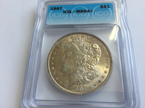 1887 Morgan Silber Dollar ICG MS64 + Schöne Münze Schöne Regenbogen Toning - Picture 5 of 12