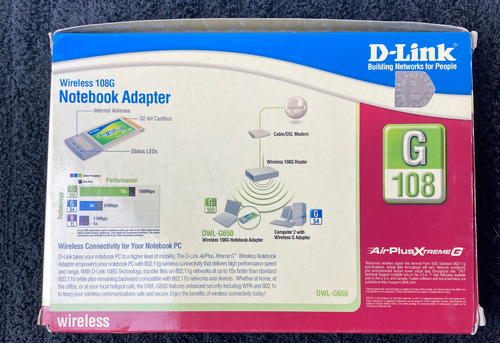 D-Link Wireless G108 108G Wireless Notebook Adapter DWL-G650 AirPlus Xtreme G! - 第 3/6 張圖片