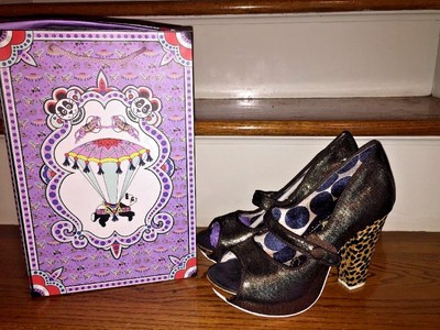 IRREGULAR CHOICE SnakeSkin Leopard Chunky Wedges HIGH HEELS Womens Shoes Sz 10
