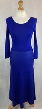 Mango Women’s Royal Blue Fine Knit 3/4 Sleeve A-Line Midi Dress Small 124