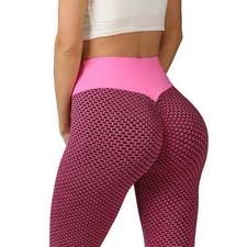 Doublju Women's High Waist Butt Lift Tummy Control Pants Textured Leggings Sz M