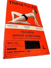 Thinx for All Period Underwear Brief Panties Super Absorption Large Black