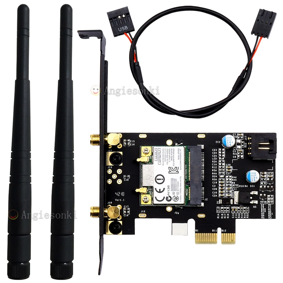 Atheros AR5B22 Bluetooth 4.0 300Mbps PCI-E Wireless Card Desktop Wifi Adapter - Image 2 of 4