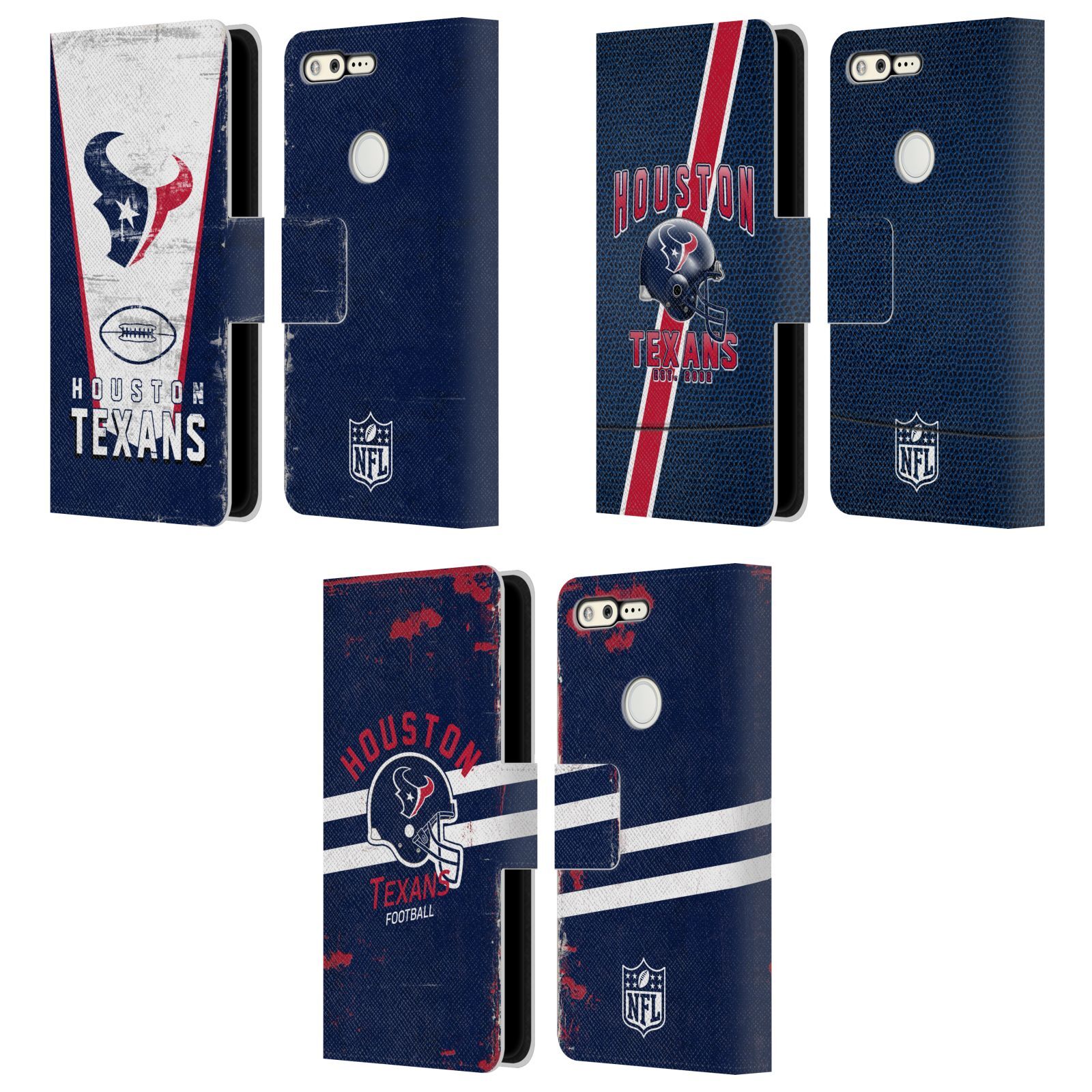 OFFICIAL NFL HOUSTON TEXANS LOGO ART LEATHER BOOK WALLET CASE FOR GOOGLE PHONES