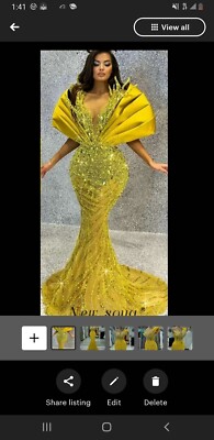 African Yellow Luxury Dress For Wedding Prom, Available On Size 2,4,6 to 18  | eBay