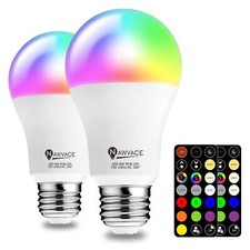 LED Color Changing Light Bulb with Remote Control, 60W Equivalent RGB Bulbs, ...