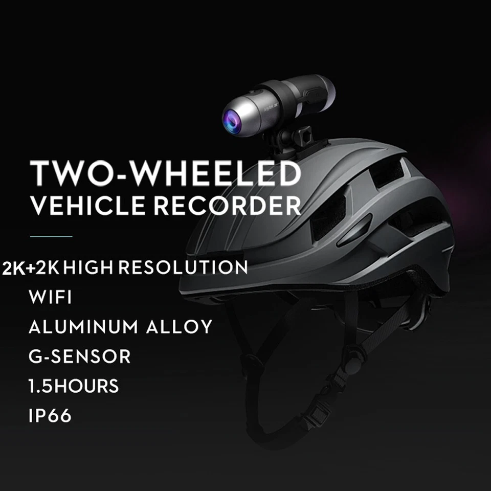 Dual lens 2K HD Motorcycle Action Camera IP66 Waterproof WiFi APP Helmet Camera - Image 2 of 4