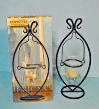 2008 Domistyle Black Metal & Glass Tea Light Candle Holder