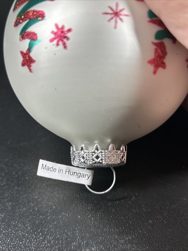 Bronner's Glass Christmas Ornament Lot White Green Tree Reindeer Made in Hungary - Picture 7 of 7