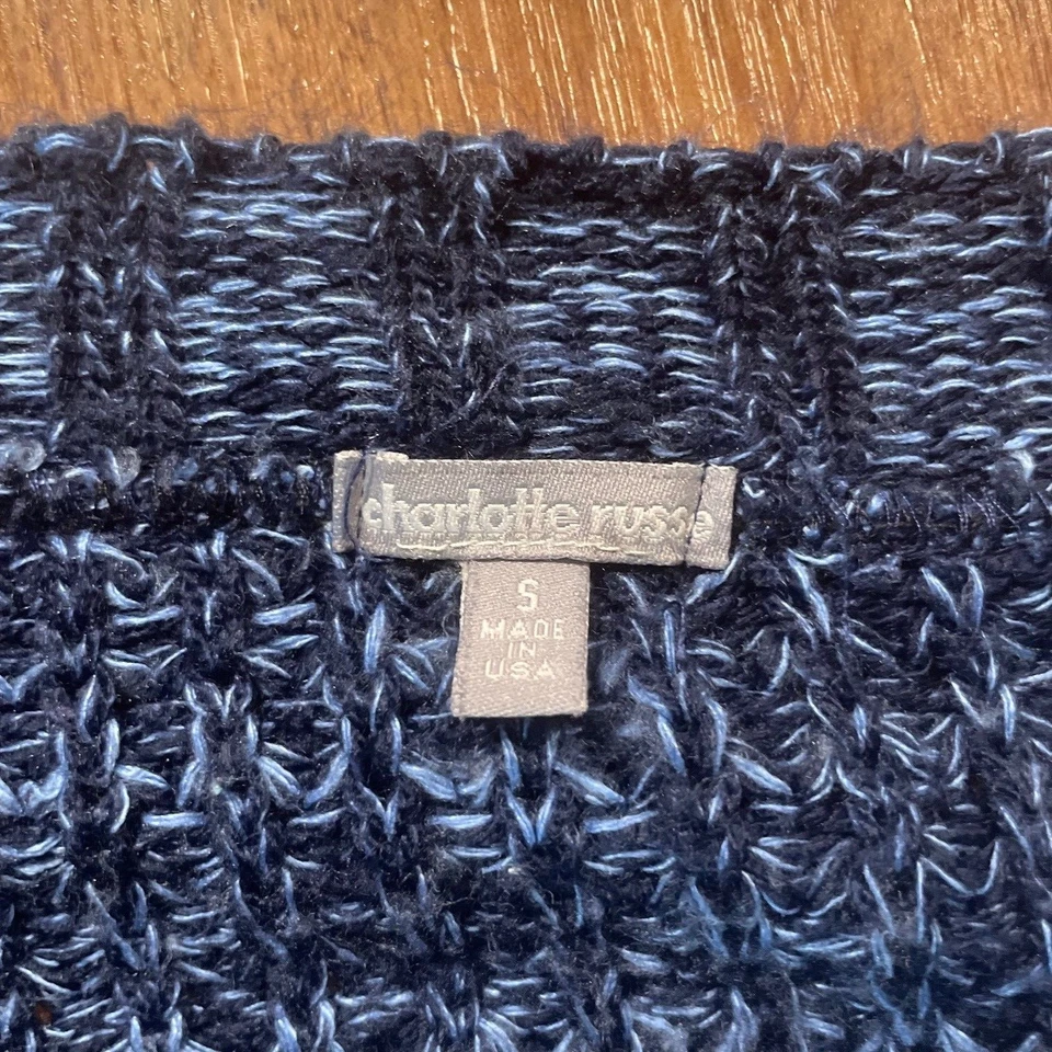 Charlotte Russe Knit Blouse Blue Scoop Neck Cropped Pullover Shirt Womens S - Image 2 of 4