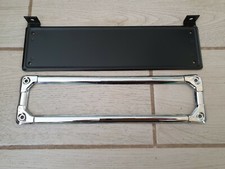 KIT PORTA TARGA IN METALLO  NERA CON CORNICE  CROMATA ANTERIORE  FIAT 500 EPOCA