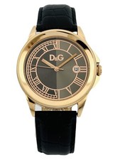 Dolce & Gabbana DW0628 Unisex Zermatt Black Leather Quartz Watch with Grey  Dial