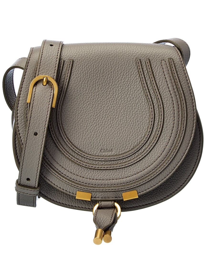Chloé Marcie Small Leather Saddle Bag Women's Grey Os
