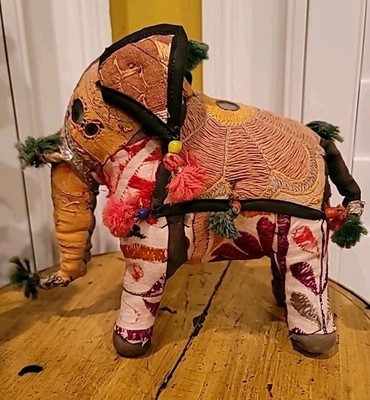 Elephant India Folk Art Anglo Raj 1950s  Handmade Traditional Attire Charming 