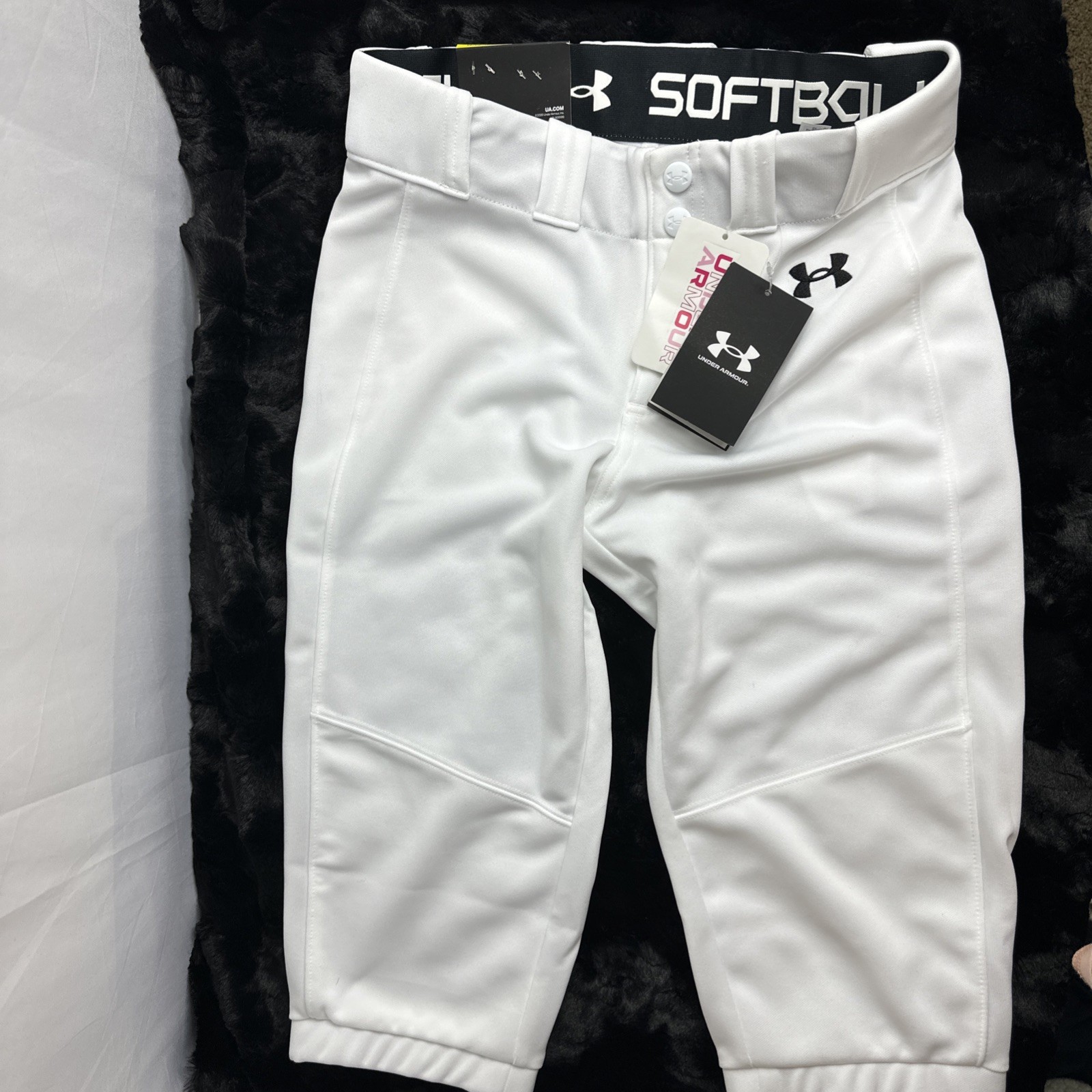 Under Armour Girls Softball Baseball Pants - White, YMD/JM/M thumbnail 2