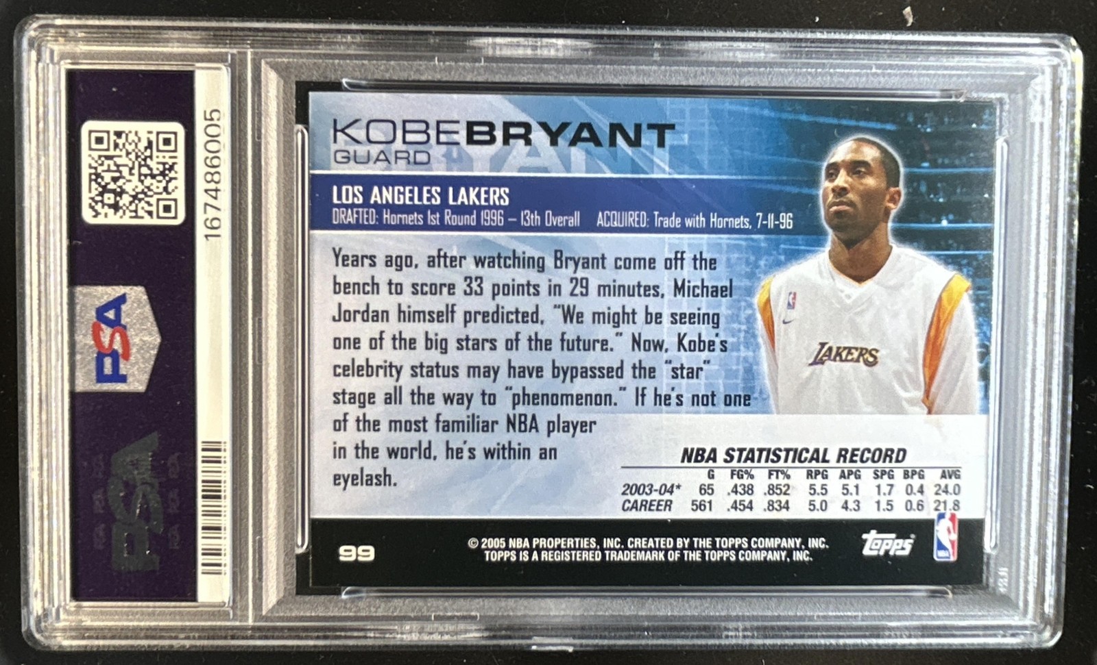 2004-05 Topps Luxury Box Kobe Bryant #99 Lakers PSA 9 view 2