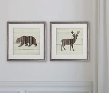 Wexford Home Woodland Bear -2 Piece Set Art Print, 16X16, Silver