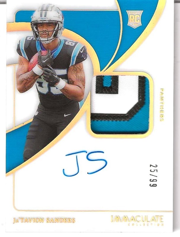 2024 Panini Immaculate Ja'Tavion Sanders RPA /99 (RC) Auto #126 (Number Patch)