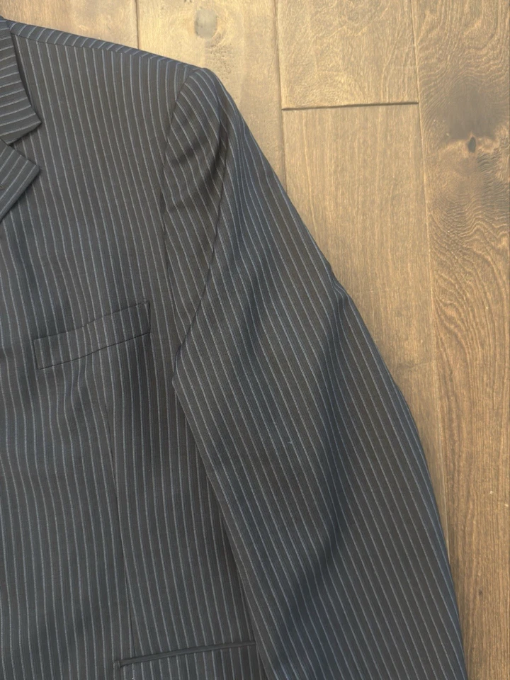 De Colección Traje de Granja Phat Hombres 44L Azul Rayas 2 Piezas Abrigo/Pantalones Deportivos 100% Lana 40X33 Foto 4 de 4