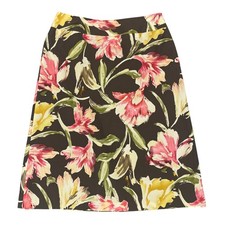 Talbots Silk Cotton Saturated Floral Print A-Line Knee Length Skirt Womens 10
