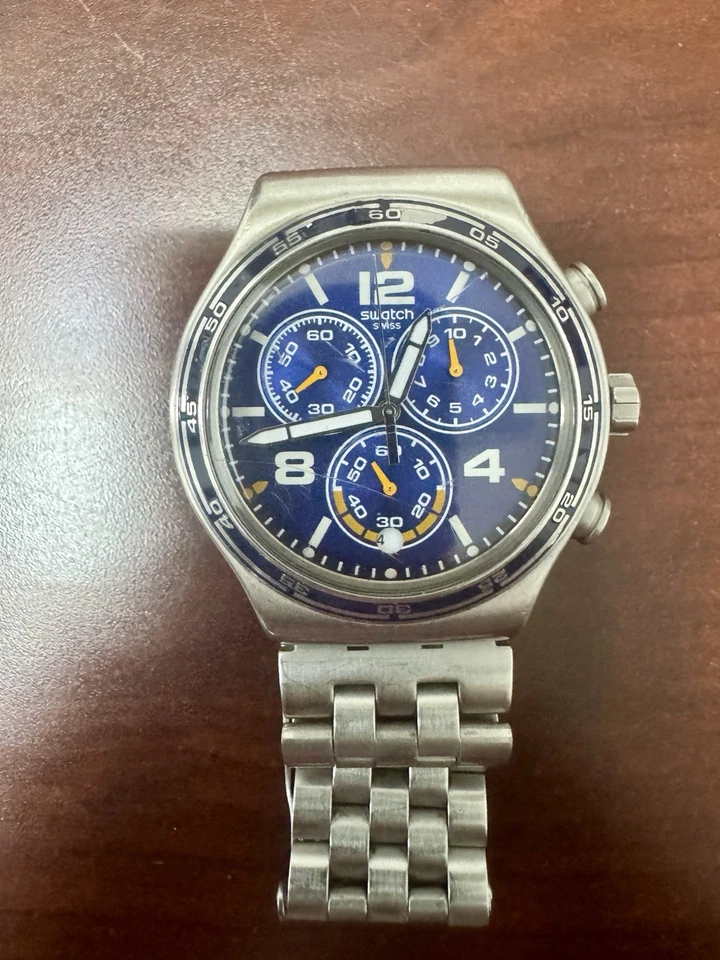 SWATCH MENS IRONY CHRONOGRAPH , DESTINATION BARCELONA ! YVS430G. - Image 2 of 4