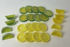 Fake Lemon/Lime Wedges & Slices Artificial - 26 Pieces Of Fruit Party Fruit