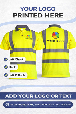 Individuell bedrucktes Hi Vis Poloshirt personalisiertes Logo Arbeitskleidung hohe Sichtbarkeit sicher