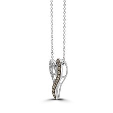 LeVian 14K White Gold White/Chocolate Diamond Two Tone Heart Pendant Necklace