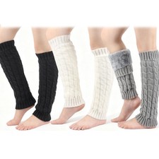 Winter Fleece Lined Knit Leg Warmers,3 Pairs Leg Warmer 80s Ribbed Knitted Lo...