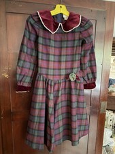Vintage Little Girls Plaid Flannel Dress cottagecore Sz 8