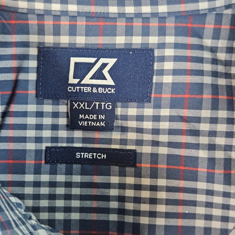 Camisa Cutter & Buck con botones para hombre talla 2XL a cuadros manga larga elástica clásica Foto 3 de 4