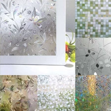 6 Styles Window Film Decorative Privacy Static Cling Stained Glass Film Anti-UV