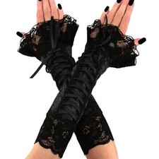Lace Black Fingerless Long Gloves for Women