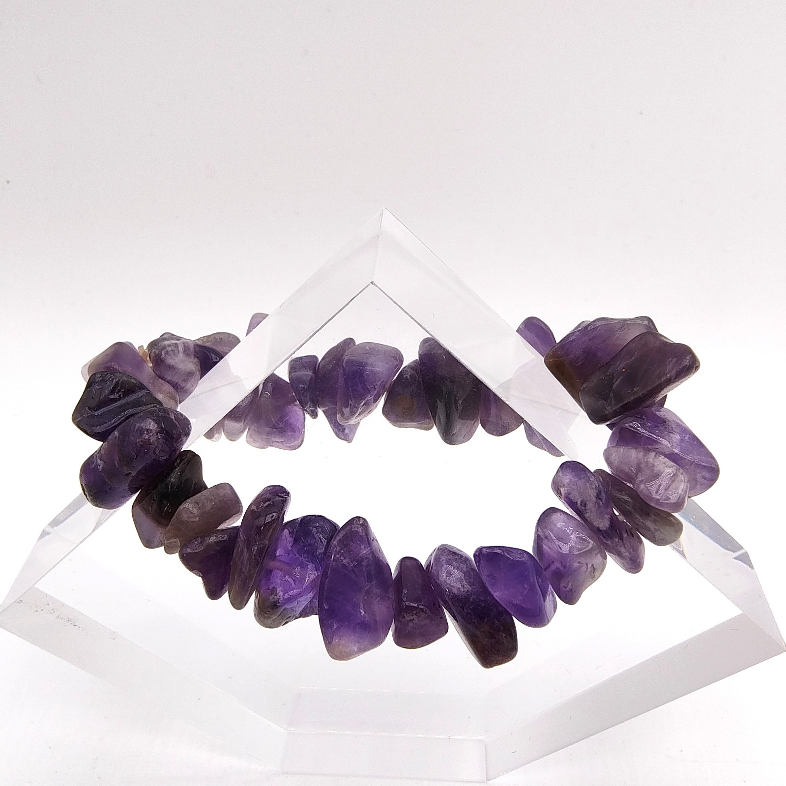 Natural Amethyst Quartz Chip Stretch Bracelet Healing Crystal Spiritual Boho